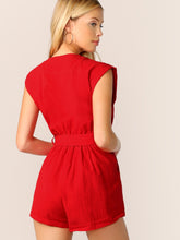 Load image into Gallery viewer, Button Front Buckle Belted Romper