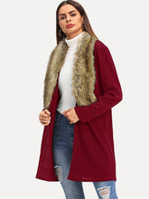 Load image into Gallery viewer, Open Front Faux Fur Neckline Coat