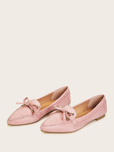 Point Toe Bow Decor Flats