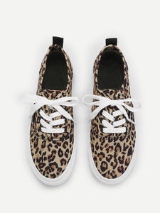 Leopard Lace-Up Sneakers