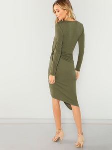 Twist Side Wrap Asymmetrical Dress