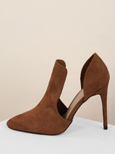 Load image into Gallery viewer, Leopard Open Shank High Vamp Pointy Tie Pumps