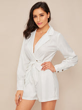 Load image into Gallery viewer, Lapel Neck Self Tie Jumpsuit