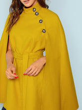 Load image into Gallery viewer, Button Front Self Belted Cape Coat