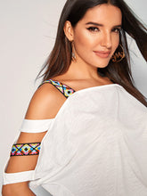 Load image into Gallery viewer, Cut-out Shoulder Top With Aztec Strap