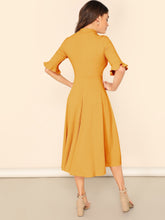 Load image into Gallery viewer, Bell Sleeve Ribbed Knit Midi Dress