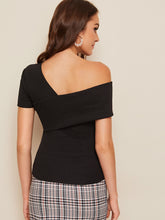 Load image into Gallery viewer, Asymmetrical Neck Foldover Front Top