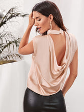 Load image into Gallery viewer, Draped Back Button Detail Satin Top