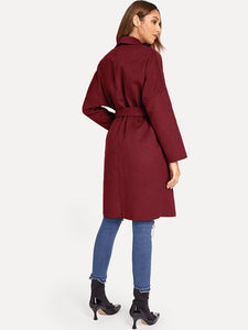 Drop Shoulder Drape Collar Wrap Coat