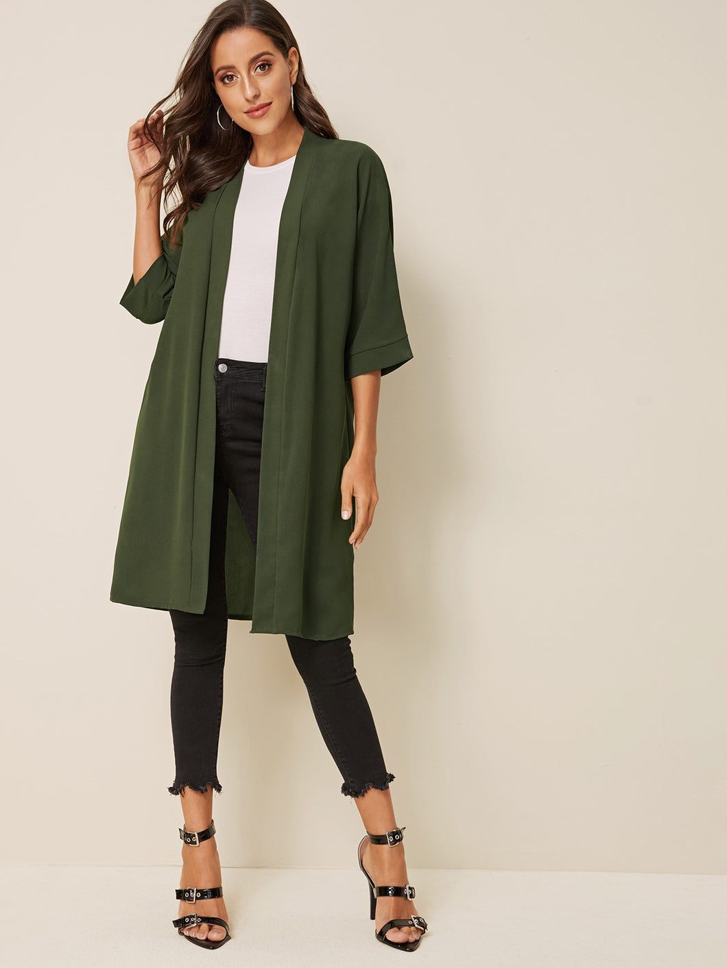 Open Front Solid Coat