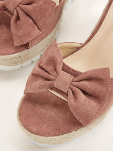 Bow Decor Ankle Strap Espadrille Wedges