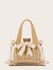 Bow Decor Clear Bag With Inner Pouch