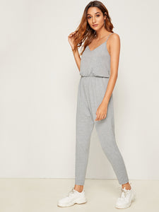 Solid Blouson Slip Jumpsuit