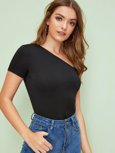 Asymmetrical Neck Solid Top