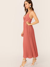 Load image into Gallery viewer, Surplice Neck Pleated Cami Dress