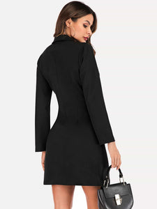 Double Breasted Solid Blazer Dress