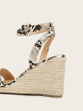 Load image into Gallery viewer, Snakeskin Ankle Strap Wedges