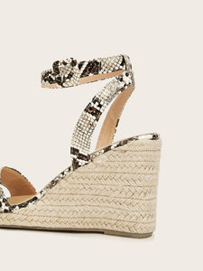 Snakeskin Ankle Strap Wedges