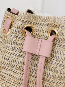 Tassel Decor Woven Bag With Drawstring