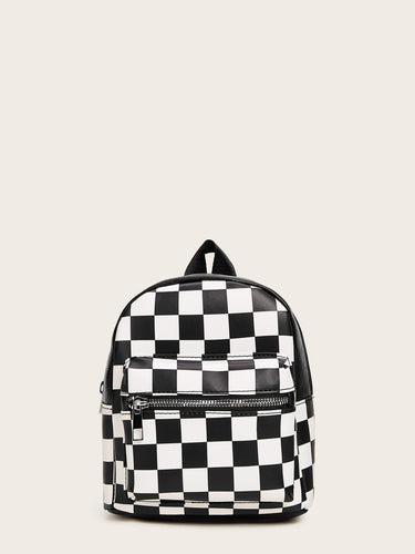 Zip Front Checker Backpack