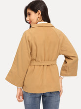 Load image into Gallery viewer, Woollen Blend Raglan Sleeve Belted Outerwear