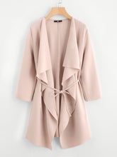 Load image into Gallery viewer, Waterfall Collar Pocket Front Wrap Coat