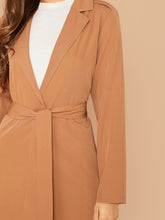 Load image into Gallery viewer, Notch Collar Foldover Back Belted Coat