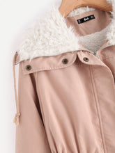 Load image into Gallery viewer, Fleece Lined Pocket Front Drawstring Parka Coat