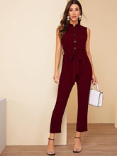 Load image into Gallery viewer, Buttoned Pocket Patched Belted Utility Jumpsuit