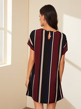 Load image into Gallery viewer, Striped Batwing Sleeve Tunic Dress