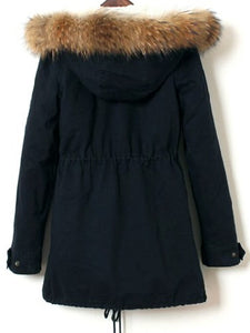 Faux Fur Trim Hooded Drawstring Parka