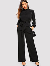 Load image into Gallery viewer, Button Front Belted Wide Leg Shirt Jumpsuit