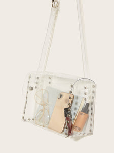 Studded Decor Clear Crossbody Bag