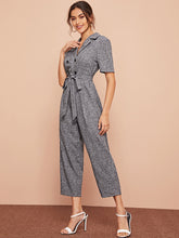 Load image into Gallery viewer, Notched Collar Buttoned Belted Jumpsuit