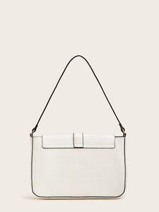 Croc Embossed Buckle Strap Shoulder Bag