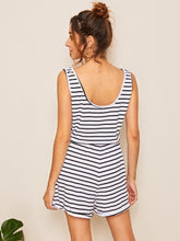 Load image into Gallery viewer, Striped Drawstring Waist Romper