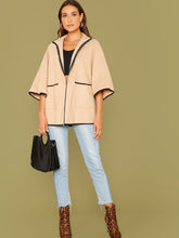 Load image into Gallery viewer, Zipper Front Contrast Side Patch Pocket Coat