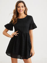 Load image into Gallery viewer, Flounce Sleeve Solid Schiffy Dress