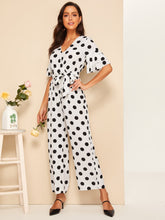 Load image into Gallery viewer, Surplice Neck Layered Flounce Sleeve Wide Leg Jumpsuit