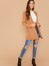 Load image into Gallery viewer, Notch Collar Foldover Back Belted Coat