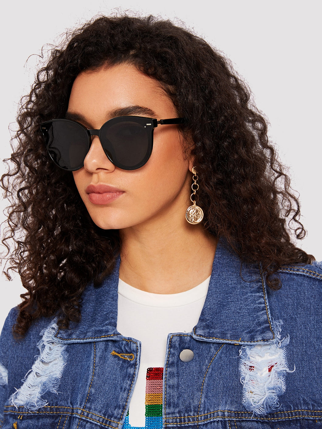 Plain Frame Flat Lens Sunglasses