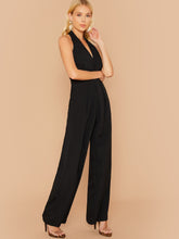 Load image into Gallery viewer, Plunge Neck Backless Halter Wide Leg Jumpsuit