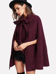 Slit Back Tied Front Cape Coat