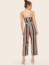 Load image into Gallery viewer, Striped Belted Cami Jumpsuit