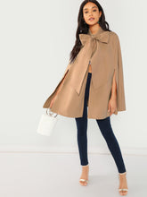 Load image into Gallery viewer, Slit Back Tied Front Cape Coat