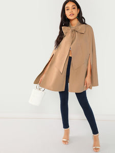 Slit Back Tied Front Cape Coat