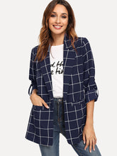 Load image into Gallery viewer, Dual Pocket Plaid Blazer