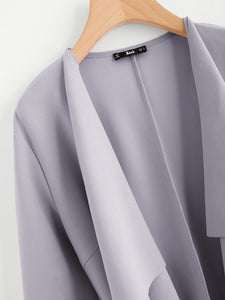 Waterfall Collar Pocket Front Wrap Coat