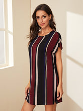 Load image into Gallery viewer, Striped Batwing Sleeve Tunic Dress