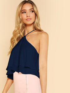 Zip Back Halter Flowy Top